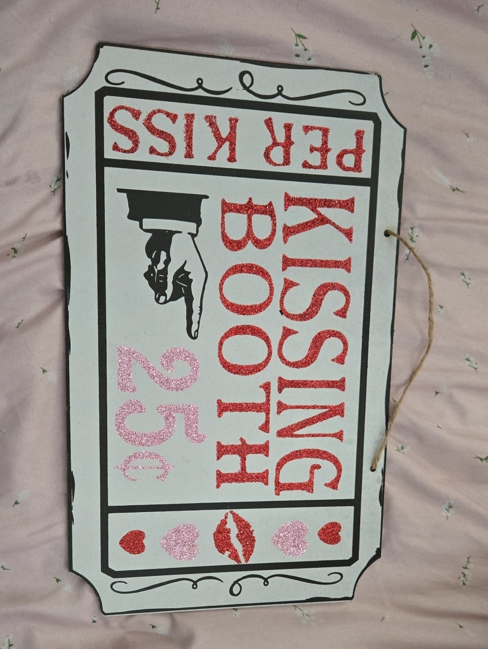 Kissing Booth Sign - Red & Pink Glitter